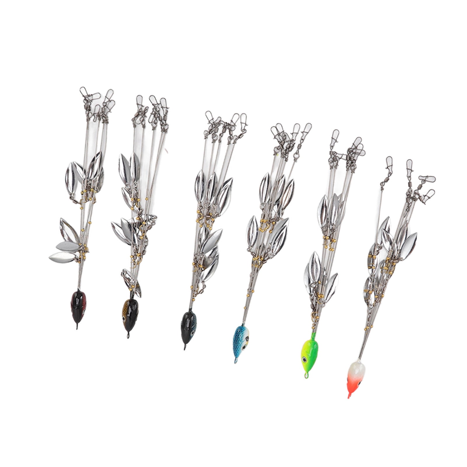 Riousery 6 Pcs Umbrella Rigs with Sequin Fishing Lures, 5 Arms 8 Blades Bass Bait Rig Set for Freshwater & Saltwater Fishing (8.27 inches / 21 cm)