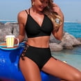 thumbnail image 6 of Warop Bikini Set for Women, V-Neck Solid Color Top with Side Tie Bottoms, Removable Padding without Underwire, Two Piece Swimsuit for Beach and Swimming, 6 of 7