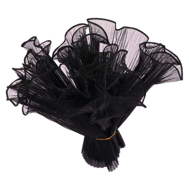 Wmhnj Papel de malla plisado semitransparente negro para envolver flores, ideal para ramos de decoracin de Halloween.