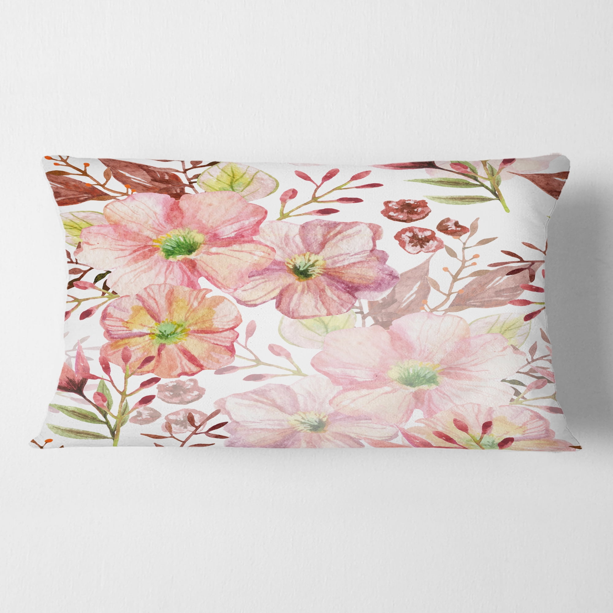 Designart Floral Botanical Retro III' Mid-Century Modern Throw Pillow - 12x20