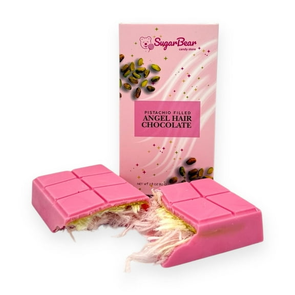 Handmade Angel Hair Chocolate Bar with Crunchy Pistachio Filling – Gourmet Premium Dark Chocolate Treat, Perfect Gift for Chocolate Lovers, 1 Bar