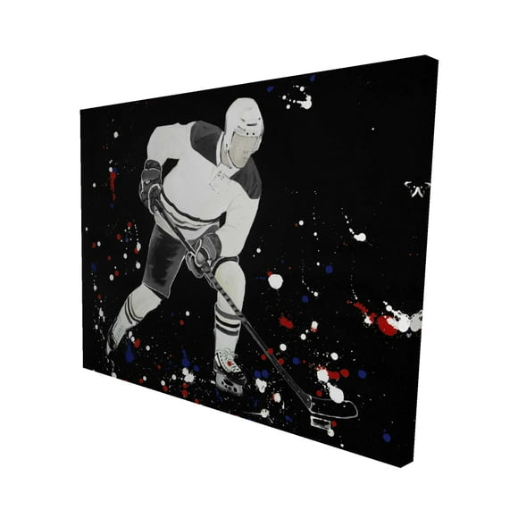 Hockey player ready for action - 16"x20" canvas - Print on demand