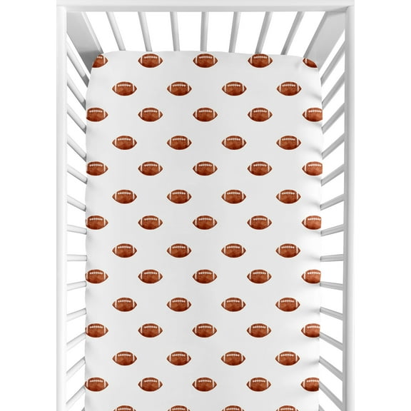 Sweet Jojo Designs Watercolor Sports Theme Brown and White Fitted Crib Sheet