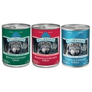 Blue Buffalo Wilderness Grain-Free Wet Adult Dog Food Variety Pack, 3 Flavors, 12.5-Ounces, 6 Cans Total