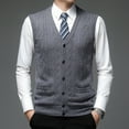thumbnail image 4 of Men's Knit Sleeveless Vest for Casual Layering – Solid Color Cardigan-Style Vest for Everyday Wear, 4 of 7