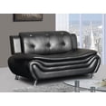 thumbnail image 1 of ViscoLogic Grandeur Luxury Pillow Top Tufted Sofa, Loveseat & Armchair, Black, Faux Leather & Sturdy Metal Legs, 1 of 1