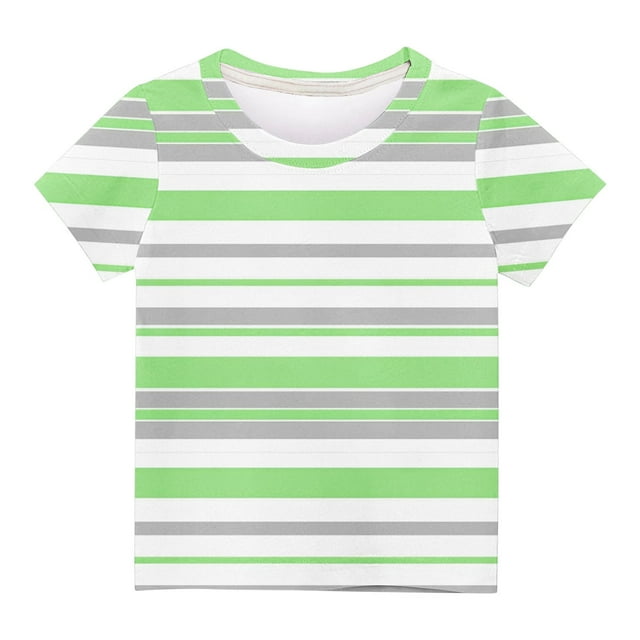 Zpanxa Chemise Boutonnée Garçon Imprimé de Lettres Col Rond Manches Courtes Haut Mode Décontracté Imprimé à Rayures avec Polyester Spandex 4 Ans