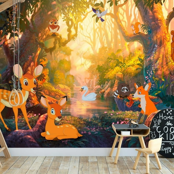 Tiptophomedecor Kids Wallpaper Wall Mural - Animals In The Forest