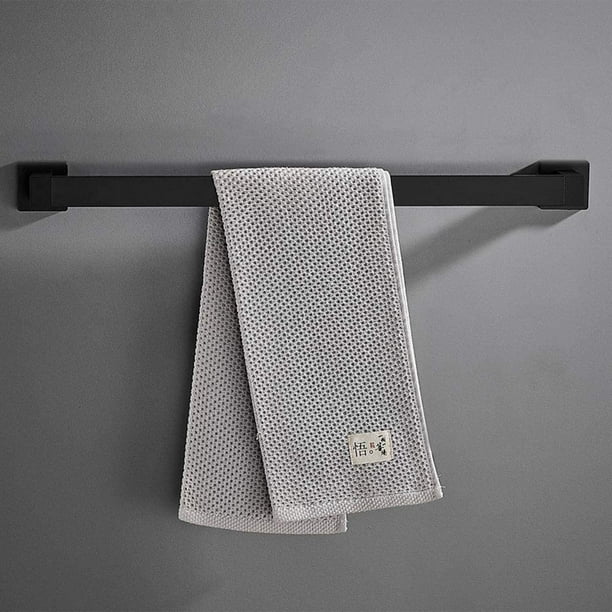 Premium Stainless Steel Towel Bar Black Towel Rack Wall Mounted Towel Rail  Square Thick Single Pole Towel Rod for Bathroom Matte Black -40cm