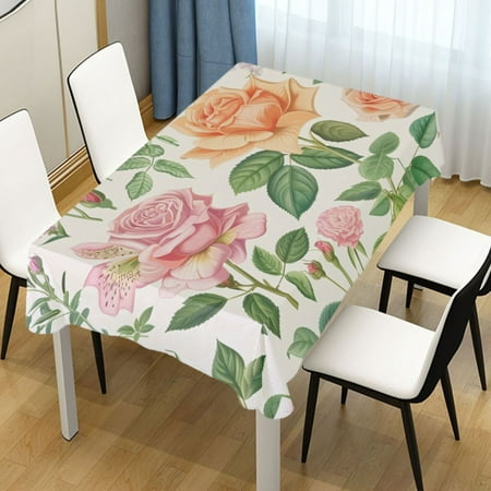 

ALAZA Botanical Rose Flower Rectangle Tablecloth Tablecover Dinning Table Cloth 60 x108