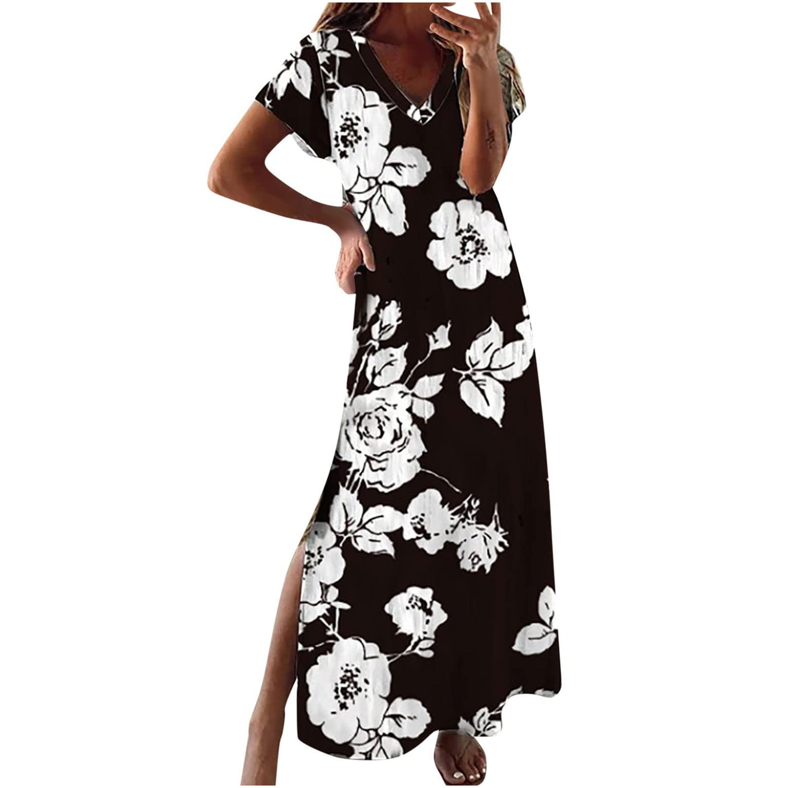 Clearance-Sale Dresses for Women 2023 Short Sleeve Printing Floral ...