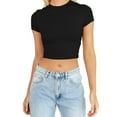 thumbnail image 1 of WEIYLL T-Shirts Femmes Été Manches Courtes Mignon Court Basique Col Rond Ajusté Noir Tailles G, 1 of 5