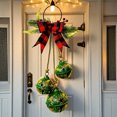 thumbnail image 3 of Dserfhy Christmas Bell Decoration 17.7" Hanging Jingle Bells with Plaid Bow Pine Needles Red Berries Rustic Holiday Decor for Door Wall Fireplace Christmas Tree Wreath, 3 of 8