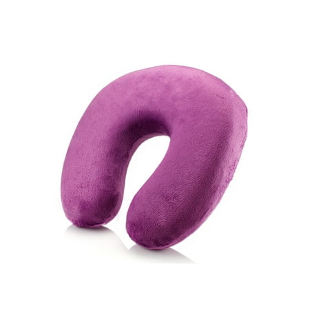 U Shape Memory Foam Neck Cushion Support Comfort Rest Outdoors Car Office Travel Pillow - Purple