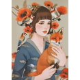 thumbnail image 3 of Póster y impresiones de mariposas y chicas de anime con flores samuráis japonesas modernas, impresión en lienzo, arte de pared, imagen para decoración de sala de estar y estudio, 3 of 5