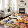 thumbnail image 2 of Vintage Hummingbirds Area Rugs 5'x7', Washable Small Throw Rugs for Laundry Room Playroom, Spring Farmhouse Country Flowers Indoor Outdoor Rug Non-Slip Low Pile Carpet Runner Reversible Floor Mats, 2 of 8