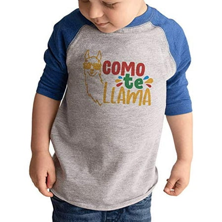 

7 ate 9 Apparel Kids Funny Como Te Llama Cinco De Mayo Blue Baseball Tee