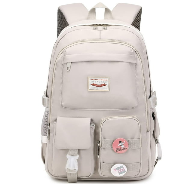 Mochila escolar Makukke para portátil de 15.6 pulgadas para niñas adolescentes, gris
