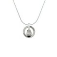 thumbnail image 2 of Delight Jewelry Silvertone Black Enamel Baby Shoe with Bow Hockey Ring Charm Necklace, 18", 2 of 4