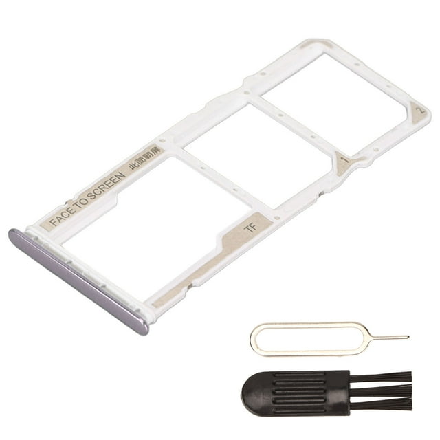 Dual Card Slot Tray, Perfectly Fit Complete Plastic Sim Card Tray With Card Pin For Replacement Silver