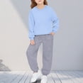 thumbnail image 2 of QQAMB Girls Tracksuit Cute Solid Color Soft Long Sleeve Pullover Top and Pant Sweatpants 2 Piece Sweatsuit, 2 of 8