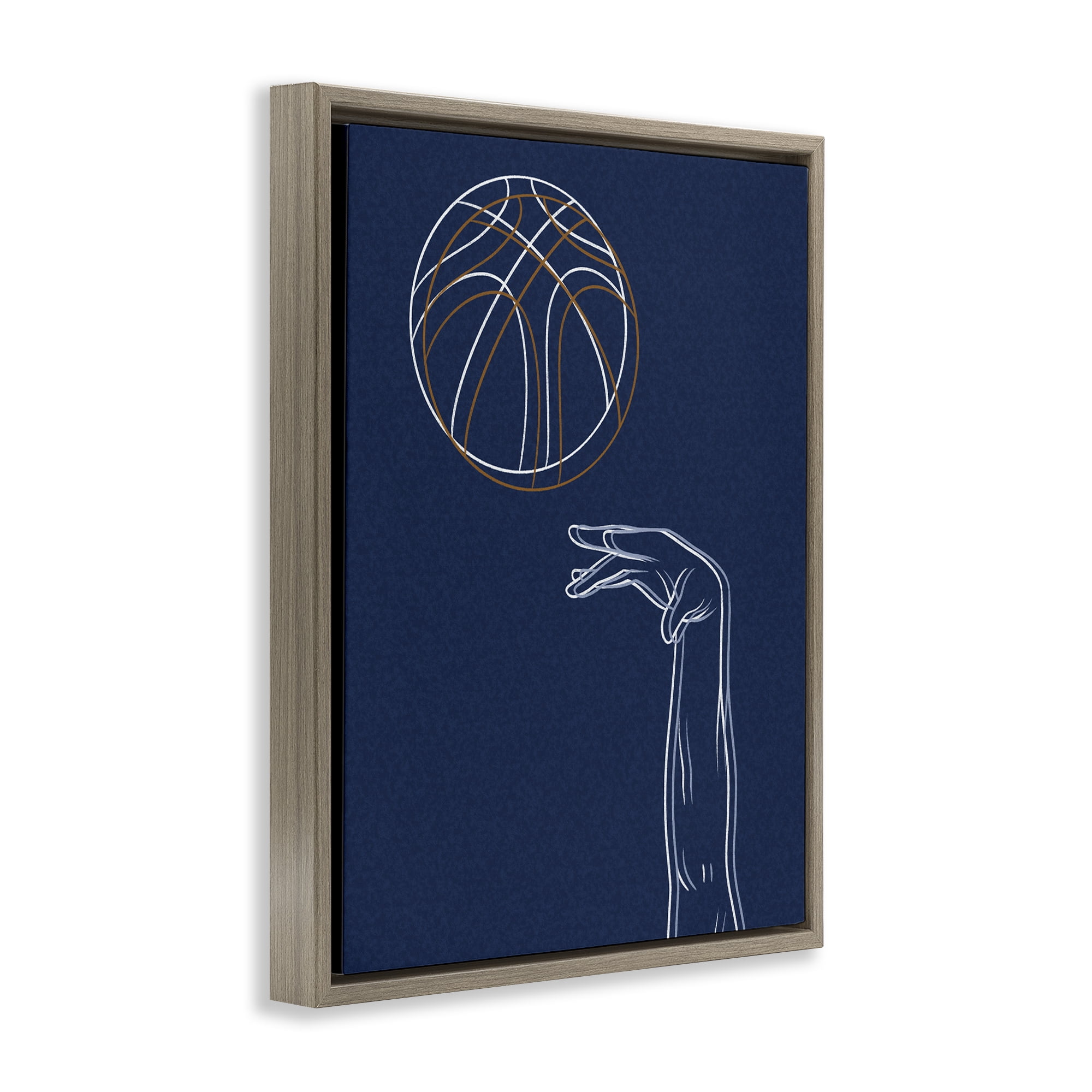 Stupell Industries Basketball Lines Contour Brown Framed Floater Canvas Wall Art, design by Marcus Prime