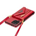 thumbnail image 4 of Decase for Samsung Galaxy A12 5G Case with Card Holder,Slim Envelope Crossbody Lanyard Flip Magnetic Folding Purse Protective Back Case with Zipper Pocket Kickstand Shoulder Strap for Women,Red, 4 of 5