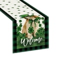 thumbnail image 1 of St Patricks Day Table Runner And Tablecloth Set, Green Printed Polyester Fabric with Bohemian Openwork Design, 70.8 x 13 Inches for Dining Table Decor, Kitchen Sideboard,, 1 of 6