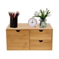 thumbnail image 4 of Retro Style Tabletop Bamboo Storage Box Desk Organizer Box with Recess Handles, 4 of 12