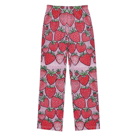 FORMRS Boys Pajama Pants with Pockets Size 6-8Y Kids Lounge Sleep Bottoms, Sweet Strawberry