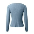 thumbnail image 4 of Ladies Cardigan Sweaters Long Sleeve Knit V-Neck Button Up Fall Sweaters Open Front Sky Blue Sweaters Womens Fall Clothes, 4 of 4