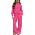 thumbnail image 2 of Children Winter Warmth Two-piece Set Hooded Zipper Sweatshirt Coat Wide-leg Pants Sports Fleece-lined Sets, 2 of 8
