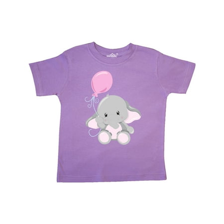 

Inktastic Cute Elephant Holding Pink Balloon Gray Elephant Gift Toddler Boy or Toddler Girl T-Shirt