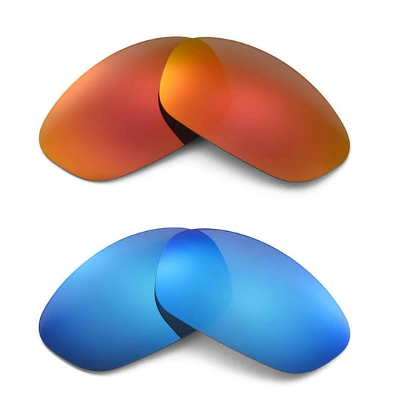 Walleva Polarized Fire Red   Ice Blue Replacement Lenses For Oakley Straight Jacket Sunglasses