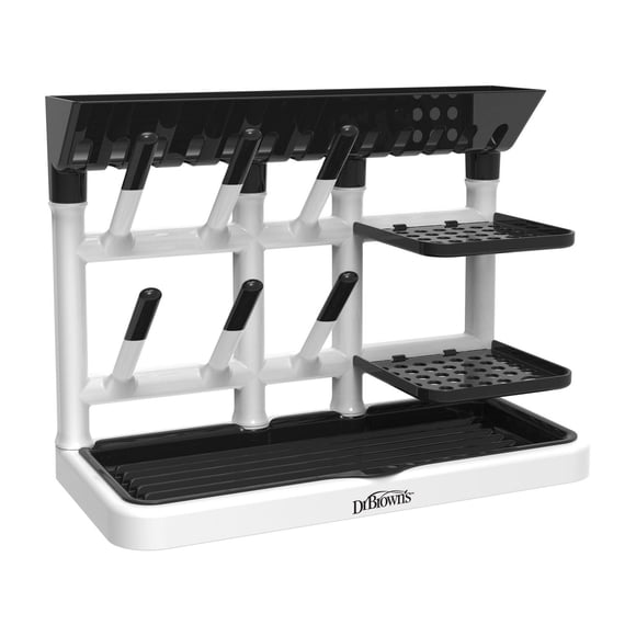 Dr. Brown's Drying Tower, Stand-Up Drying Rack, Countertop Baby Bottle Drying with Organized Storage for Baby Essentials
