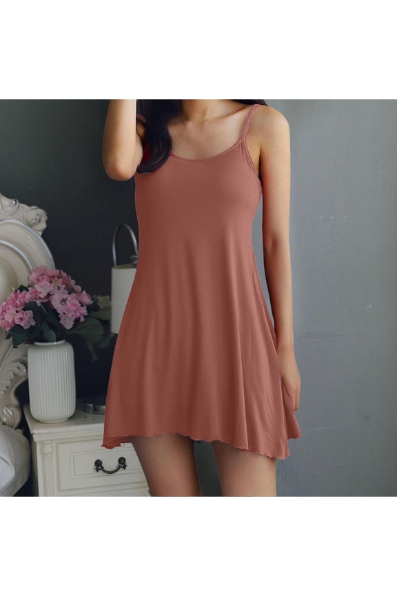Women Cotton Short Nightgowns Adjustable Spaghetti Strap Nightshirt Racerback Sleep Dress Soft Slip Sleepwear