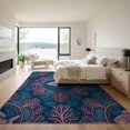 thumbnail image 3 of ODIKA 9'x12' Washable Area Rug Non-Shedding, Easy Care Fish Medallion With Coral Reef Scallop Motifs Mermaid Gradient Refined for Master Suite, California King, Under Bed, 3 of 7