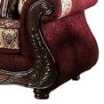 thumbnail image 4 of Benjara Sofa with Paisley Fabric and Ornate Details, Red and Brown, 4 of 5