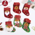 thumbnail image 2 of 2 piezas 2023 nuevos calcetines de decoración navideña calcetines de dibujos animados de Papá Noel cervatillo muñecos de nieve adornos colgantes para árbol de Navidad decoración del hogar, 2 of 5
