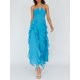thumbnail image 2 of Lucakuins Vestido largo halter sin mangas con volantes y fruncido de gasa para mujer, vestido de vacaciones en la playa Lucakuins  moda, 2 of 7