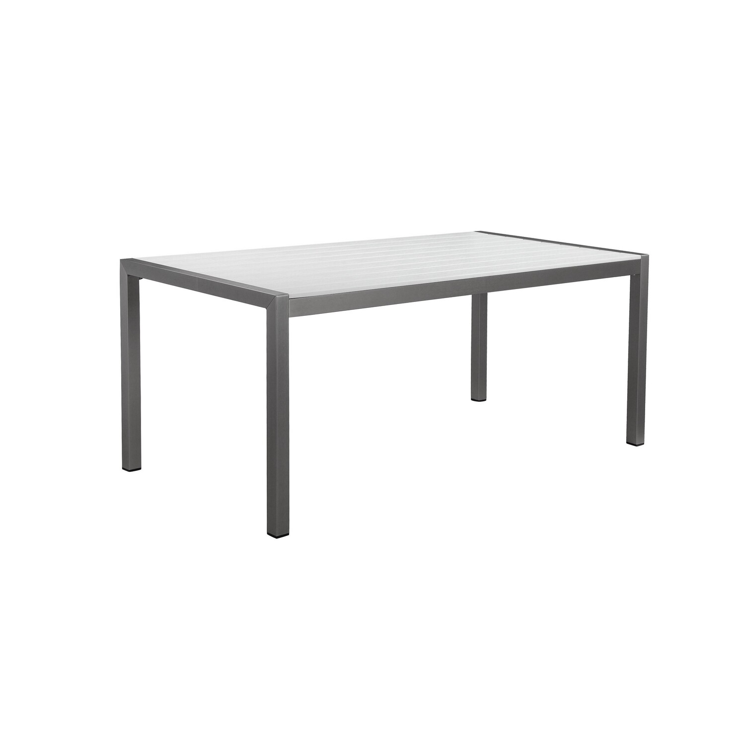 BenJara Fifi 71 Inch Outdoor Dining Table, White Polyresin Top, Gray