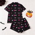 thumbnail image 4 of Bobifish Toddler Girls Sleep Sets Halloween Print Lapel Button Down Short Sleeve Tops&Shorts PJS Children Girls Home Clothes, 4 of 9