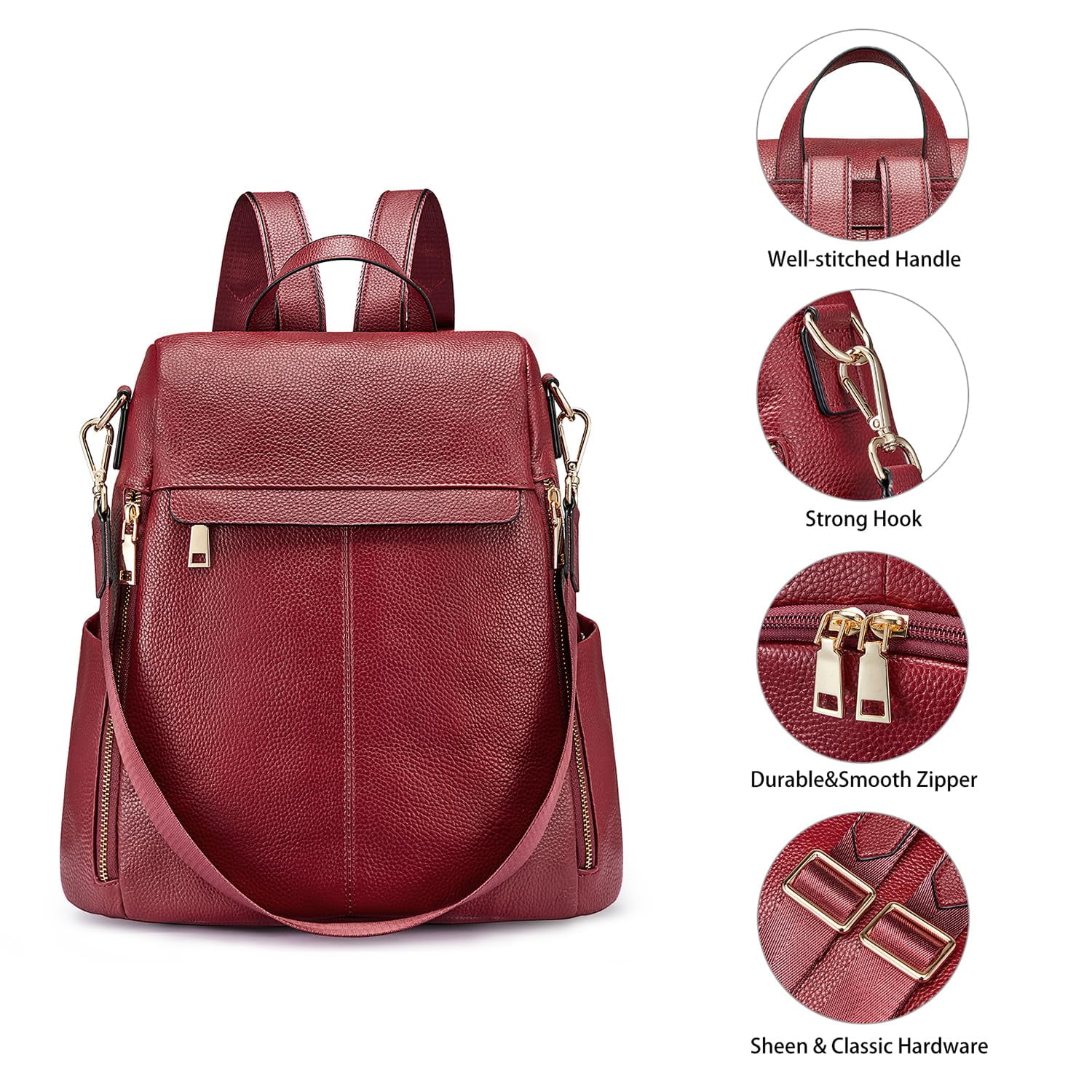 Kattee Women's Anti-Theft Backpack Purse Genuine Leather Shoulder Bag Fashion Ladies Satchel Bags