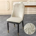 thumbnail image 4 of Nvzi Funda elástica de terciopelo para silla con respaldo alto, funda protectora reutilizable para comedor, banquetes, decoración del hogar, etc. (2 piezas, beige y gris), 4 of 4