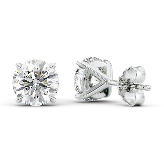 IGI Certified 2 Ct Round Lab-Grown Solitaire Diamond Stud Earrings 14K White Gold Round Stud Women's Earrings