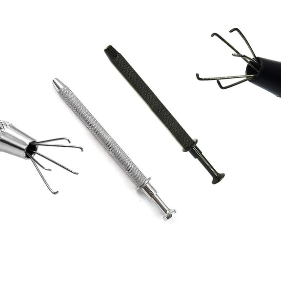 OdontoMed2011 Set of 2 Pieces Black Coated & Silver 4.5" Bead Ball Diamond Grabber Holding Tool For Easy Pickup 5 Prong Claw Stainless Steel