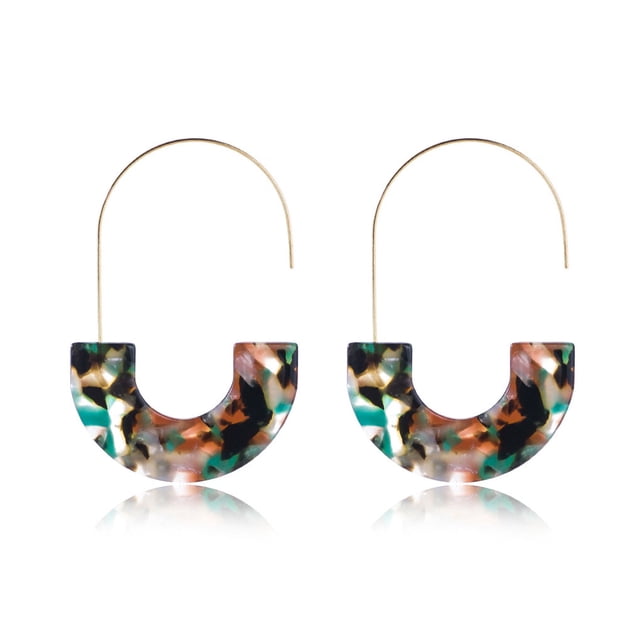 Pendientes colgantes multicolor liso semicírculo acrílico mujer pendiente regalo de aniversario elegante gancho para la oreja boda playa blanco Ropa, zapatos y accesorios Miscelánea Color verde Qarigey AP010380-07