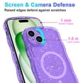 thumbnail image 2 of Magnetic For iPhone 16 Plus Phone Case,Compatible with Mag-Safe,Sparkly Bling Glitter Cute Curly Wave Transparent Cover for Women Girls,Shockproof Protective Slim Rugged Phone Case,Purple, 2 of 7