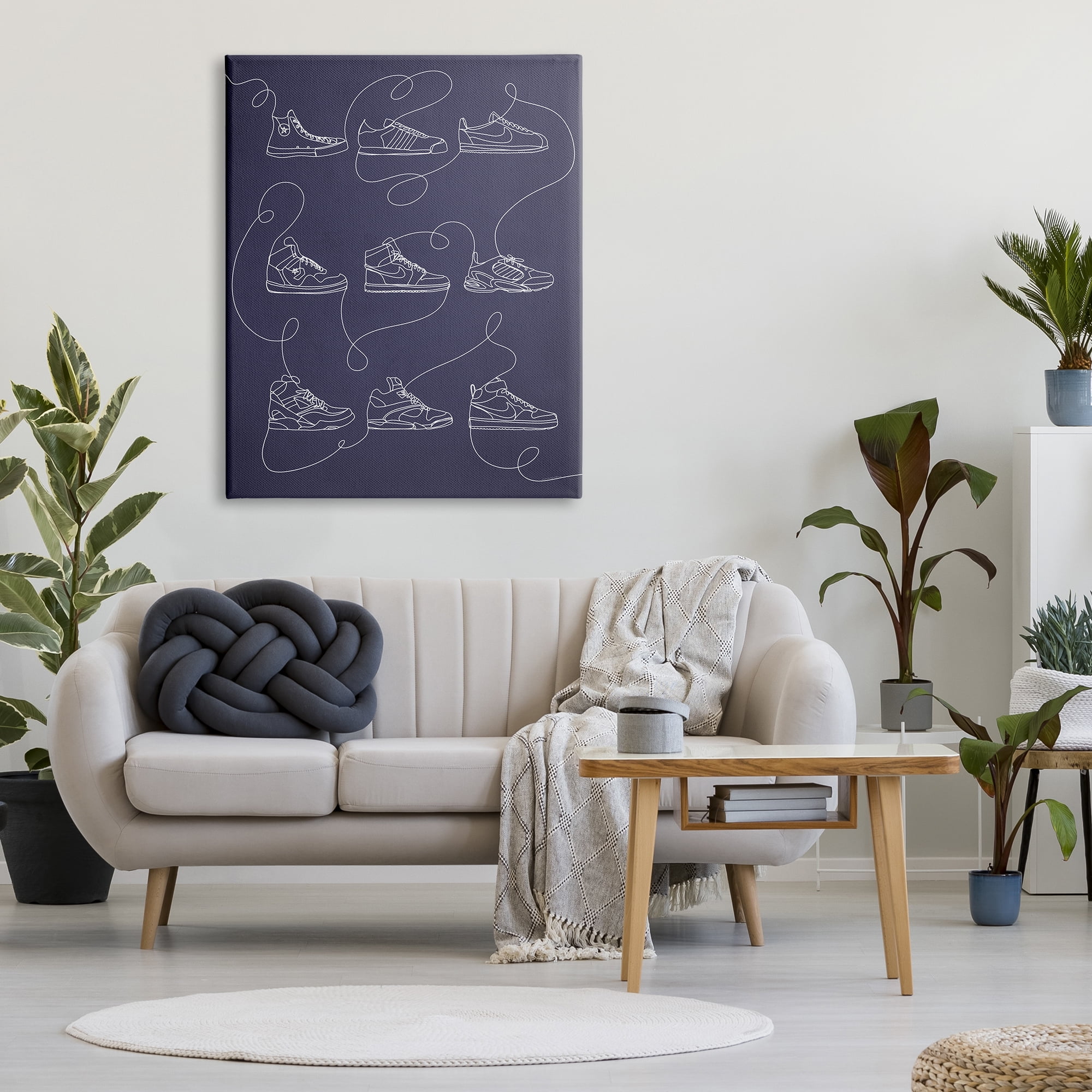 Stupell Industries Continuous Sneaker Line Doodle Beauty & Fashion Painting Gallery Wrapped Canvas Art Print Wall Art, 36 x 48
