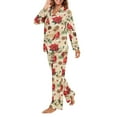 thumbnail image 3 of Garronmavis Poinsettia Bird Womens Pajama Sets 2 Piece Pjs Long-Sleeved Set Button Down Sleepwear Christmas Flower Pjs Top and Pants Nightwear, 3 of 7